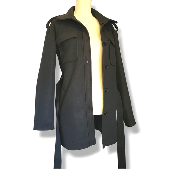 7 For All Mankind Pea Coat Jacket Size Small (4-6) Black‎ - Picture 4 of 9